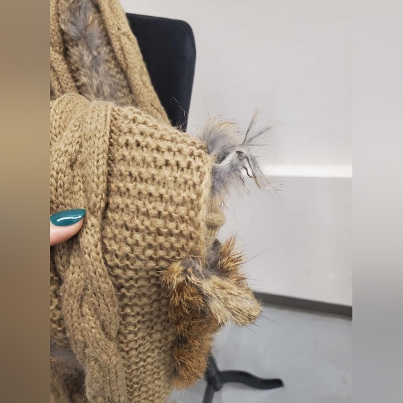 Rudsak scarf beige with rabbit fur one size - Picture 6 of 9